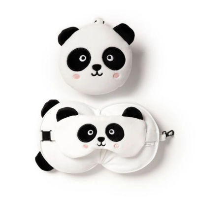 TRAVELMALL 3D Panda Plush Travel Pillow & Eye Mask Set 7