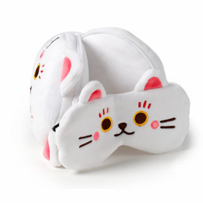 TRAVELMALL 3D Maneki Neko 毛绒旅行枕头和眼罩套装 3