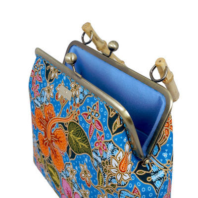 COCOONESE Bamboo Top Handle Bag - Jlamprang (Blue) 3