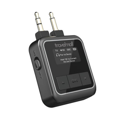 TRAVELMALL 2-in-1 Premium Pro In-Flight Bluetooth Audio Adaptor Receiver & Transmitter 5