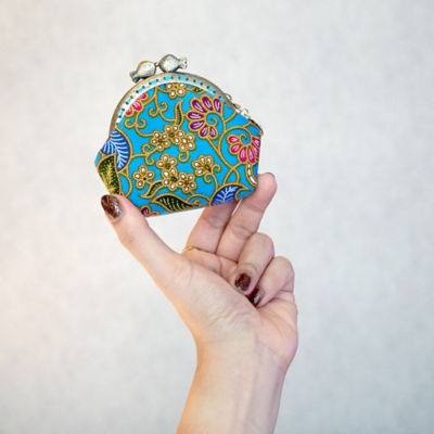 COCOONESE Clutch Purse Mini - Hibiscus (Blue) 5