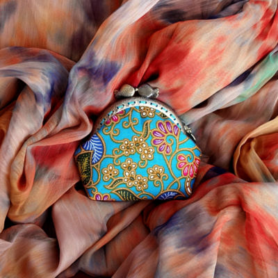 COCOONESE Clutch Purse Mini - Hibiscus (Blue) 6