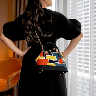 COCOONESE Leather Top-Handle Bag - Mondrian (Yellow) 5