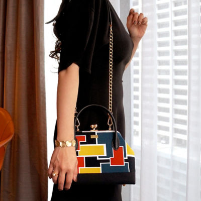 COCOONESE Leather Top-Handle Bag - Mondrian (Yellow) 6