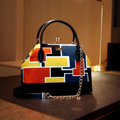 COCOONESE Leather Top-Handle Bag - Mondrian (Yellow) 7