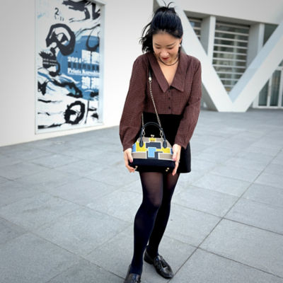 COCOONESE Leather Top-Handle Bag - Mondrian (Green) 5
