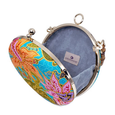 COCOONESE Round Hard Case Bamboo Handle Bag - Tango (Turquoise) 3
