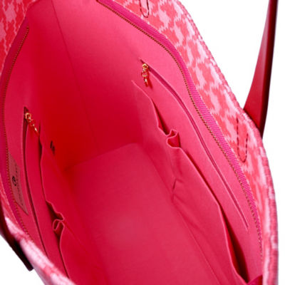 COCOONESE Zipper Top Tote Bag - Houndstooth Check (Pink) 3