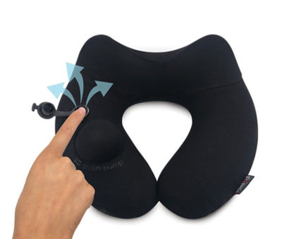 TRAVELMALL 3D Inflatable Neck Pillow with Patented Pump and Hood 8