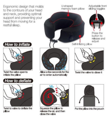 TRAVELMALL 2-in-1 Self Inflating Premium Memory Foam Neck Pillow 14
