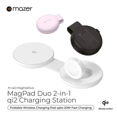 Mazer Qi2 认证 15W 二合一折叠式无线充电板 - M-qi2-MagPadDuo 2
