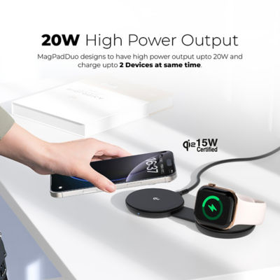 Mazer Qi2 认证 15W 二合一折叠式无线充电板 - M-qi2-MagPadDuo 3