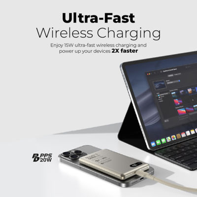 Mazer (CCC + QR) Qi2 Certified 15W 5000mAh Ultra Slim Magnetic Wireless Power Bank - M-MagAir29 3