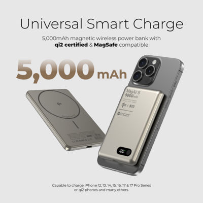 Mazer (CCC + QR) Qi2 Certified 15W 5000mAh Ultra Slim Magnetic Wireless Power Bank - M-MagAir29 4