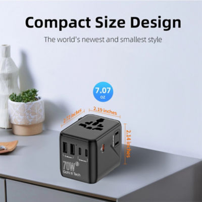 Recci [Bundle] Recci 10K Built-In USB C & Lightning CCC Power Bank + 77digi 70W Universal Travel Adapter + WiWU Alpha Tech Travel Pouch 12