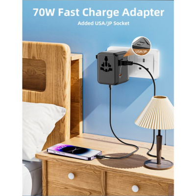 Recci [Bundle] Recci 10K Built-In USB C & Lightning CCC Power Bank + 77digi 70W Universal Travel Adapter + WiWU Alpha Tech Travel Pouch 14
