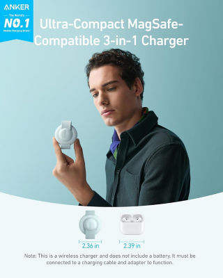 ANKER [Bundle] Anker MagGo 3-in-1 Foldable Charging Pad Qi2 15W Wireless Charger + 77digi 25W Universal Travel Adapter 3