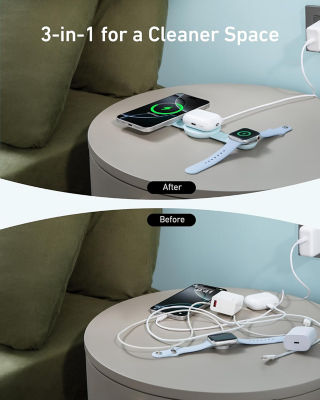 ANKER [Bundle] Anker MagGo 3-in-1 Foldable Charging Pad Qi2 15W Wireless Charger + 77digi 25W Universal Travel Adapter 6