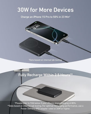 ANKER [Bundle] Anker MagGo Power Bank (10K, Slim) + 312 Powerport 25W USB-C Charger + PowerLine III 3ft USB-C to USB-C Cable 3