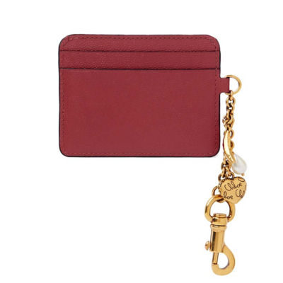 CHLOE Charms Card Holder In Grained Leather Brunet Red CH25AP977Q12622 3
