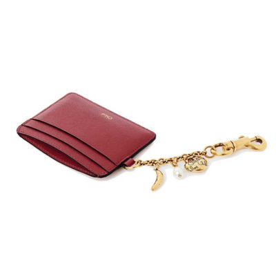 CHLOE Charms Card Holder In Grained Leather Brunet Red CH25AP977Q12622 4