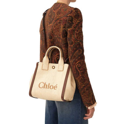 CHLOE Small Chloe Carry Tote Bag In Raffia Effect Fibres Hot Sand CH25US911P1924P 5