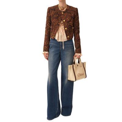 CHLOE Small Chloe Carry Tote Bag In Raffia Effect Fibres Hot Sand CH25US911P1924P 6
