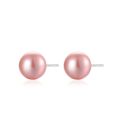 Pearly Lustre Top Grade Pink Freshwater Pearl Stud Earrings WE00713 1
