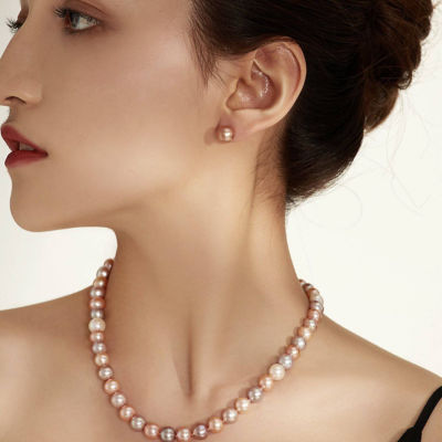 Pearly Lustre Top Grade Pink Freshwater Pearl Stud Earrings WE00713 3