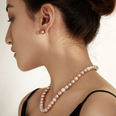 Pearly Lustre Top Grade Pink Freshwater Pearl Stud Earrings WE00713 4