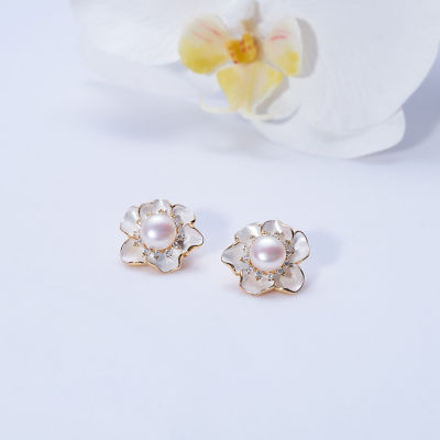 Pearly Lustre Top Grade Freshwater Pearl Earrings WE00801 | ORCHID 4