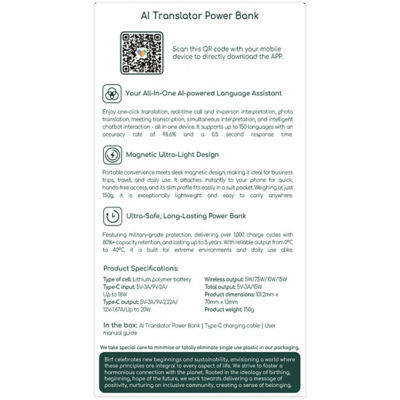 Birf AI Translator 5000mAh Power Bank 3