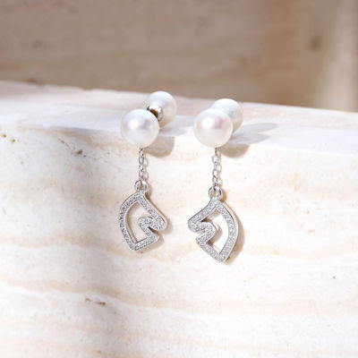 Pearly Lustre Top Grade Freshwater Pearl Earrings WE00978 | HORSE 2