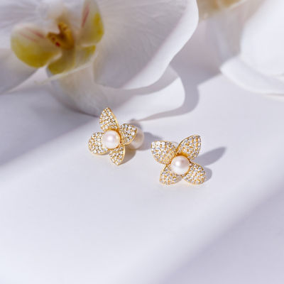 Pearly Lustre Top Grade Freshwater Pearl Earrings WE00844 | BLOOM 4