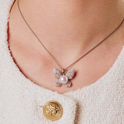Pearly Lustre Freshwater Pearl Necklace WN00670 | BUTTERFLY 3