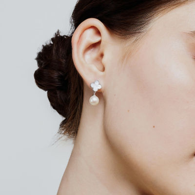 Pearly Lustre Elegant Freshwater Pearl Earrings WE00829 | MOTHER OF PEARL 3