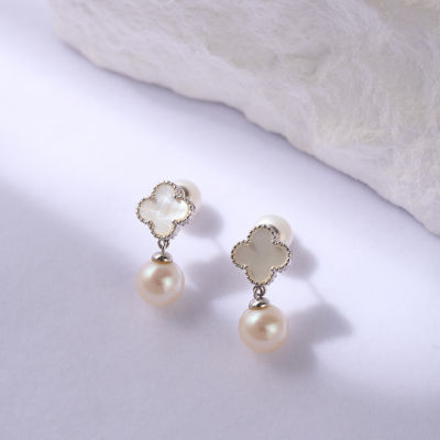 Pearly Lustre Elegant Freshwater Pearl Earrings WE00829 | MOTHER OF PEARL 4