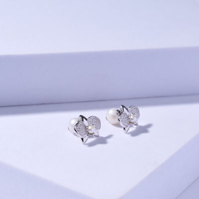 Pearly Lustre Top Grade Freshwater Pearl Earrings WE00899 | ORCHID 6