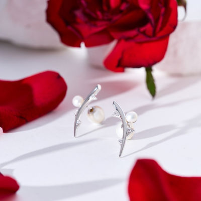 Pearly Lustre Top Grade Freshwater Pearl Earrings WE00903 | ROSE 2