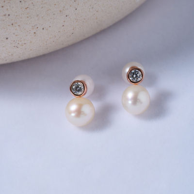 Pearly Lustre Top Grade Freshwater Pearl Earrings WE00825 | BUBBLE 2
