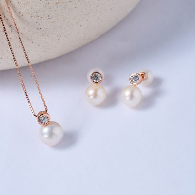 Pearly Lustre Top Grade Freshwater Pearl Earrings WE00825 | BUBBLE 6