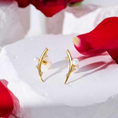 Pearly Lustre Top Grade Freshwater Pearl Earrings WE00902 |ROSE 2