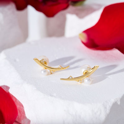 Pearly Lustre Top Grade Freshwater Pearl Earrings WE00902 |ROSE 4