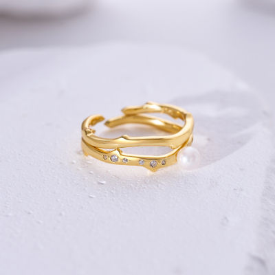 Pearly Lustre Top Grade Freshwater Pearl Duo Ring WR00330 | ROSE 2