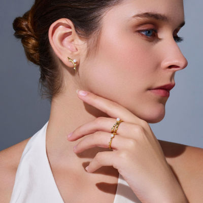 Pearly Lustre Top Grade Freshwater Pearl Duo Ring WR00330 | ROSE 3