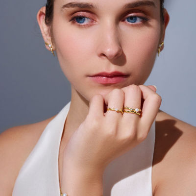 Pearly Lustre Top Grade Freshwater Pearl Duo Ring WR00330 | ROSE 5