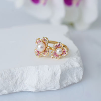 Pearly Lustre Top Grade Freshwater Pearl Rings WR00327 | BLOOM 4