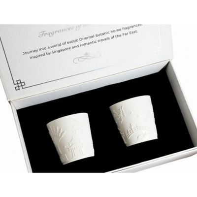 TEMPLE Candles TEMPLE Chinoiserie Ceramic Candle Duo Gift Box - Palm & Sea Spray + Singapore Calamansi 4