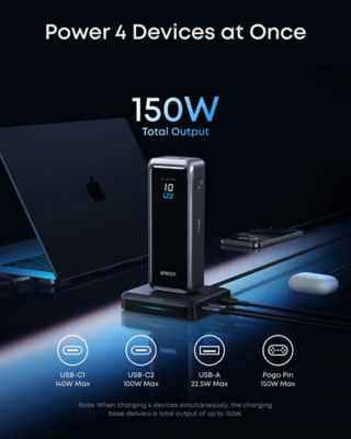 Anker Prime Charging Base 150W 3-Port GaN Charger for Prime PowerBank A1903 4