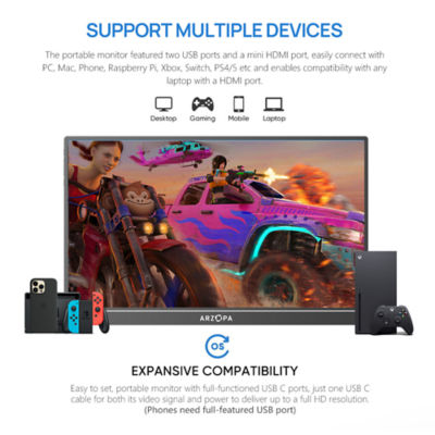 ARZOPA Z1FC 16.1" 144Hz Portable Gaming Monitor 4